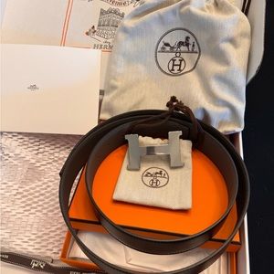 Hermes H buckle and leather belt